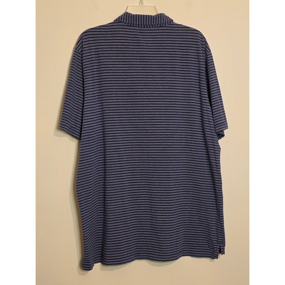 Peter‎ Millar Mens Large Polo Shirt Large Blue Striped Short Sleeve Golf Casual - Picture 4 of 6